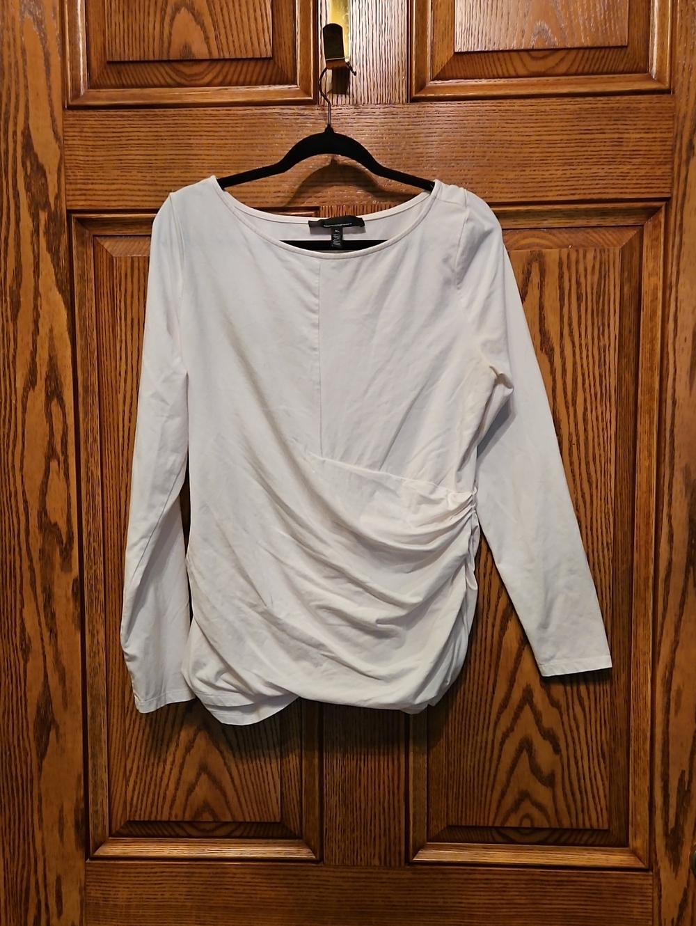 Wrap Tee White House Black Market White Long-Sleeve Side Ruched Top
